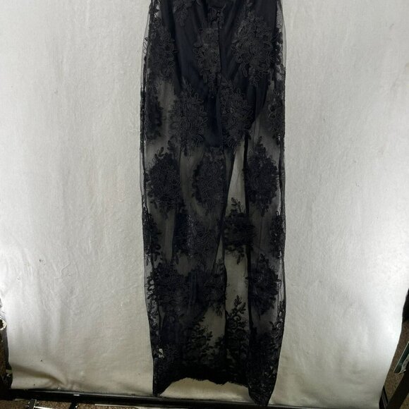 Fashion Nova Finally Blossomed Maxi Dress S Black Floral Lace Mesh See Through - Picture 8 of 12